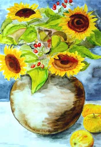 Sonnenblumenvase
 (Aquarell)
